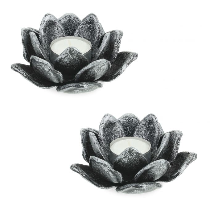 set of 2 Lotus-shaped tea light holders