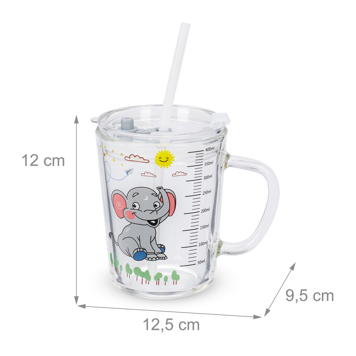 set of 2 children's glasses with an elephant motif