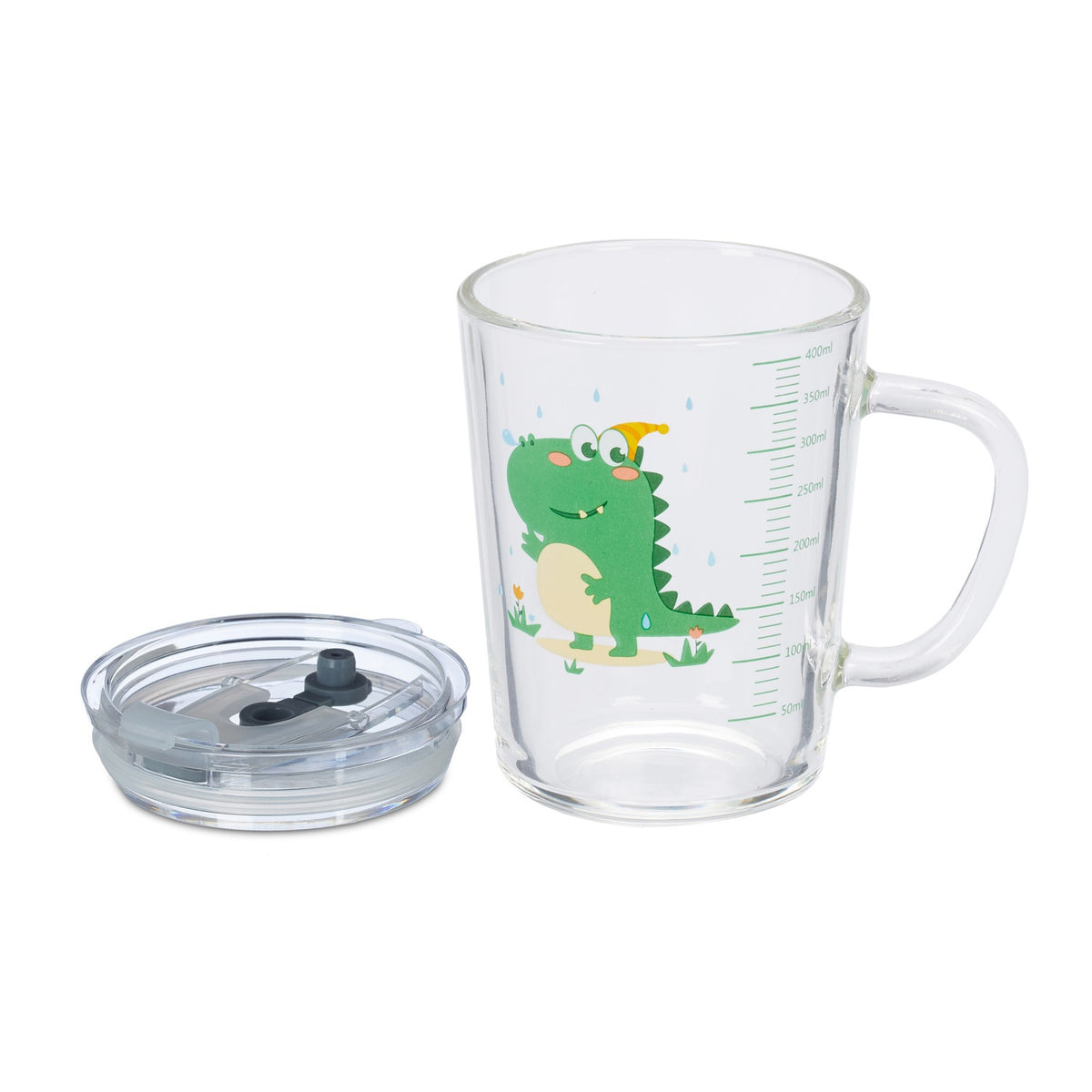 set of 2 children's glasses with dinosaur motifs