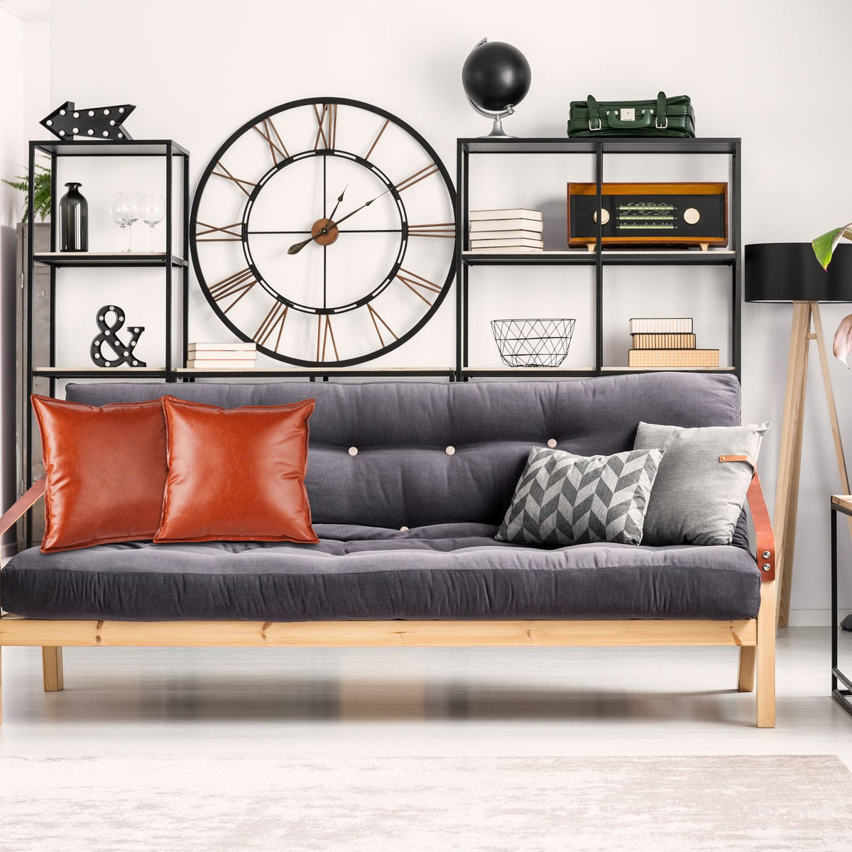 set of 2 cushions in leather look