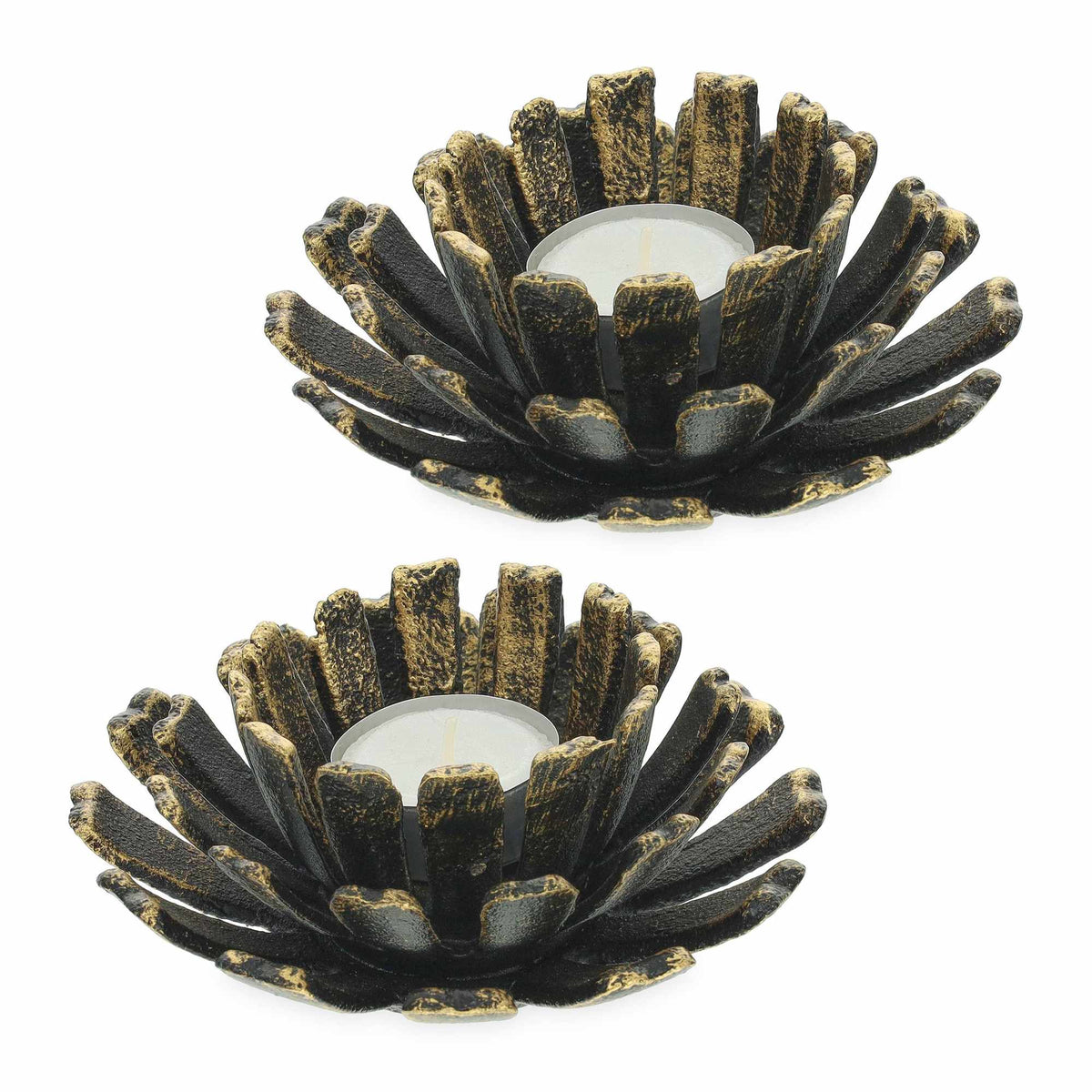 set of 2 flower-shaped tealight holders