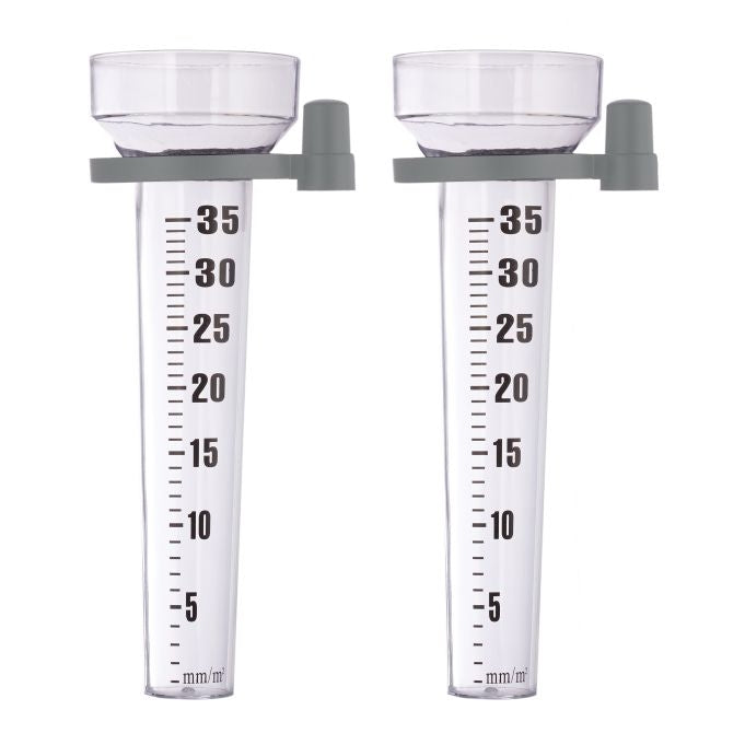 set of 2 rain gauges with holder