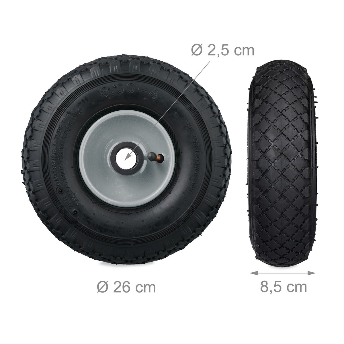 set of 2 wheels for pick-up trucks 3.00-4 steel rim