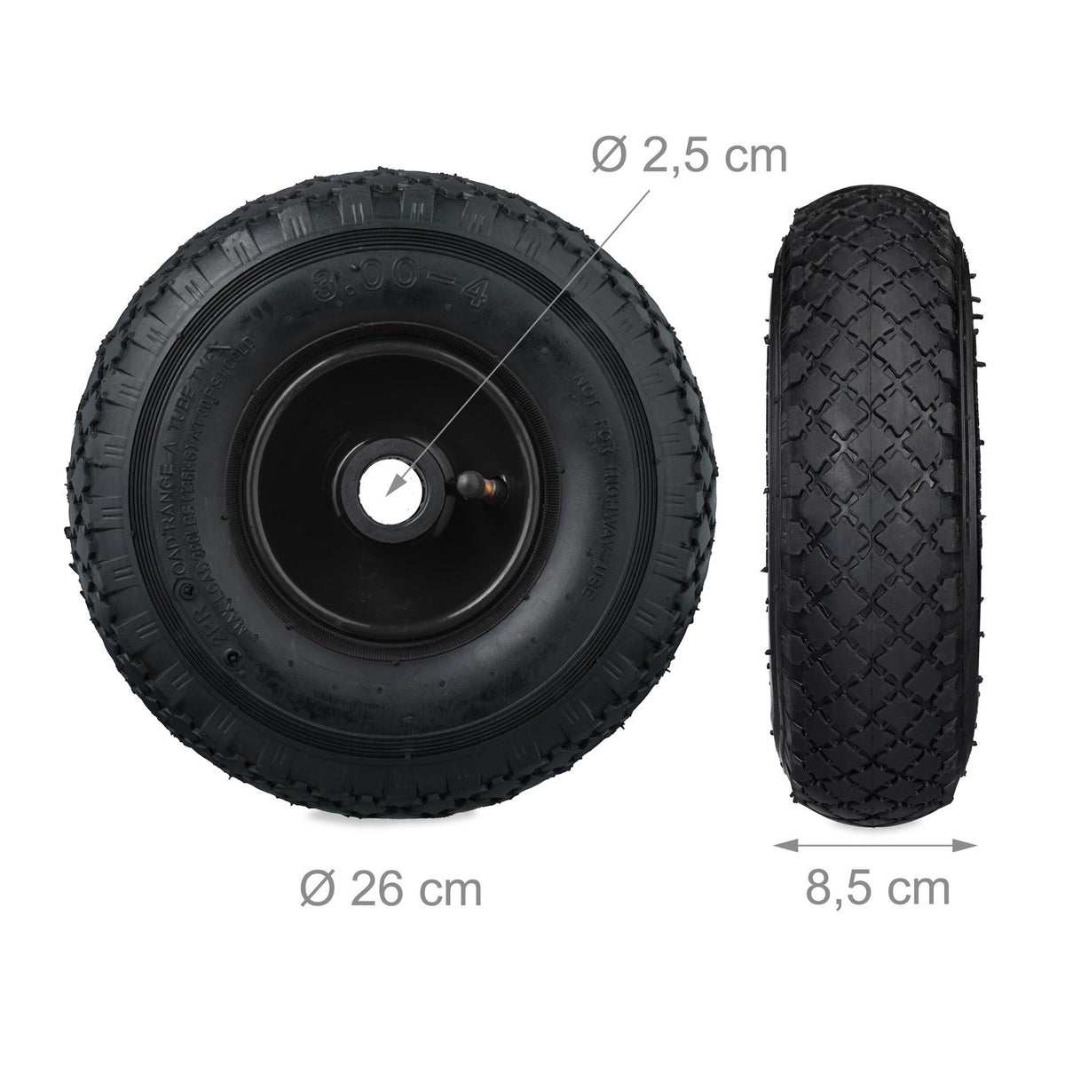 set of 2 wheels for pick-up trucks 3.00-4 steel rim