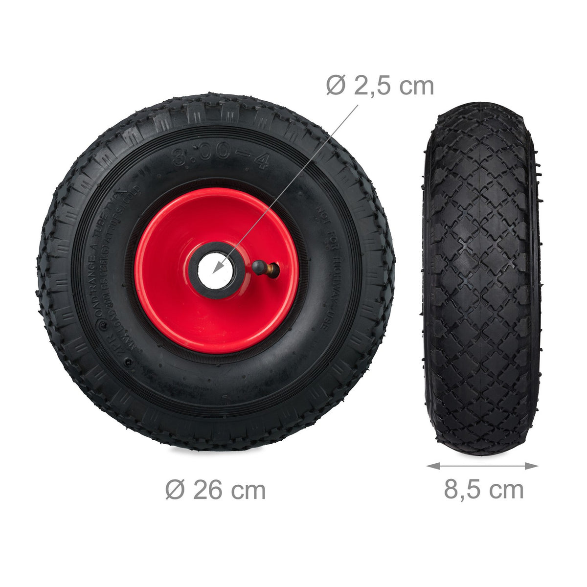 set of 2 wheels for pick-up trucks 3.00-4 steel rim