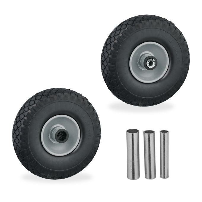set of 2 wheels for sack cart 3.00-4 solid rubber