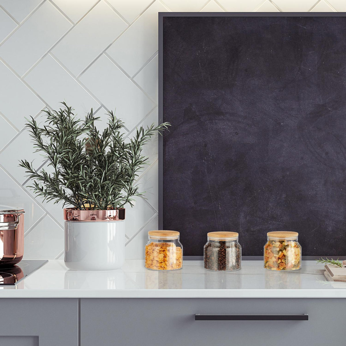 set of 3 storage jars with lids 800 ml