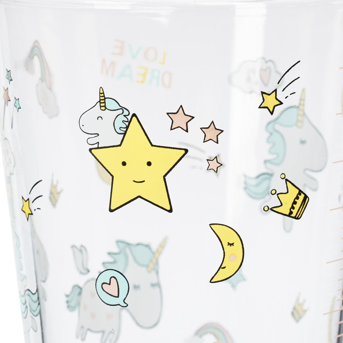 set of 4 children's glasses with unicorn motif
