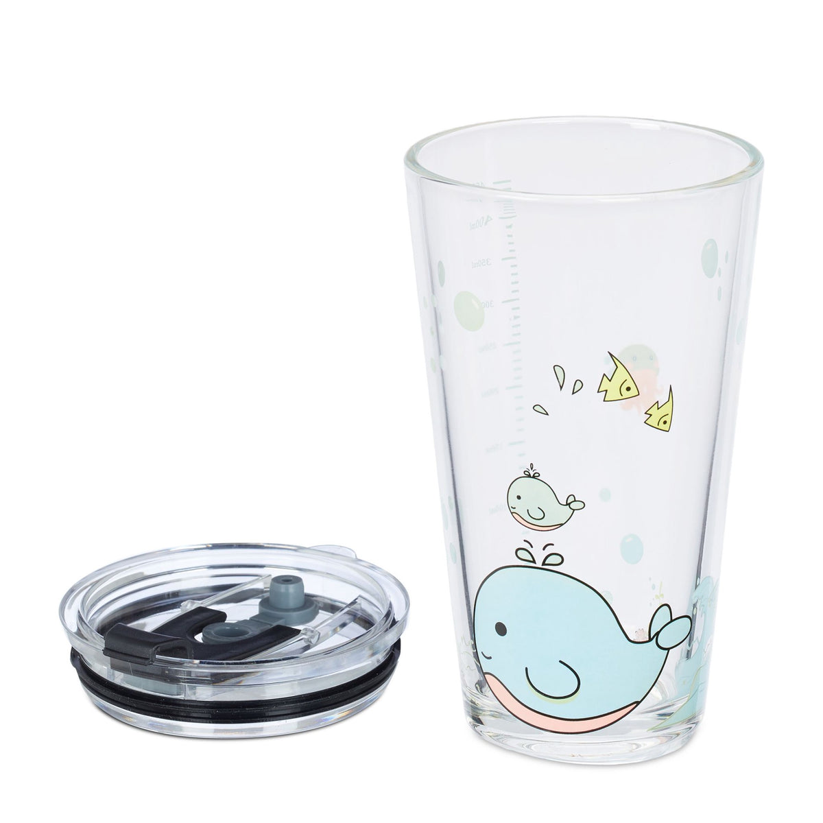 set of 4 children's glasses with whale motif