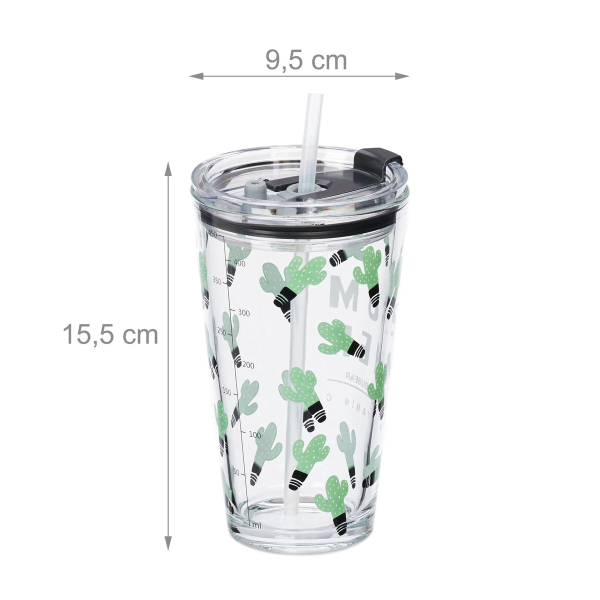 set of 4 drinking glasses with cactus motif