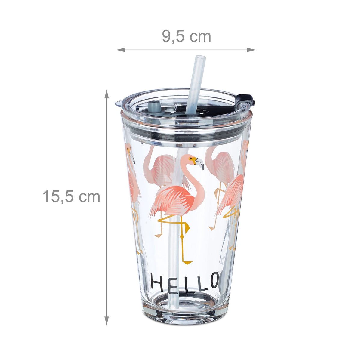 set of 4 glass bottles Flamingo