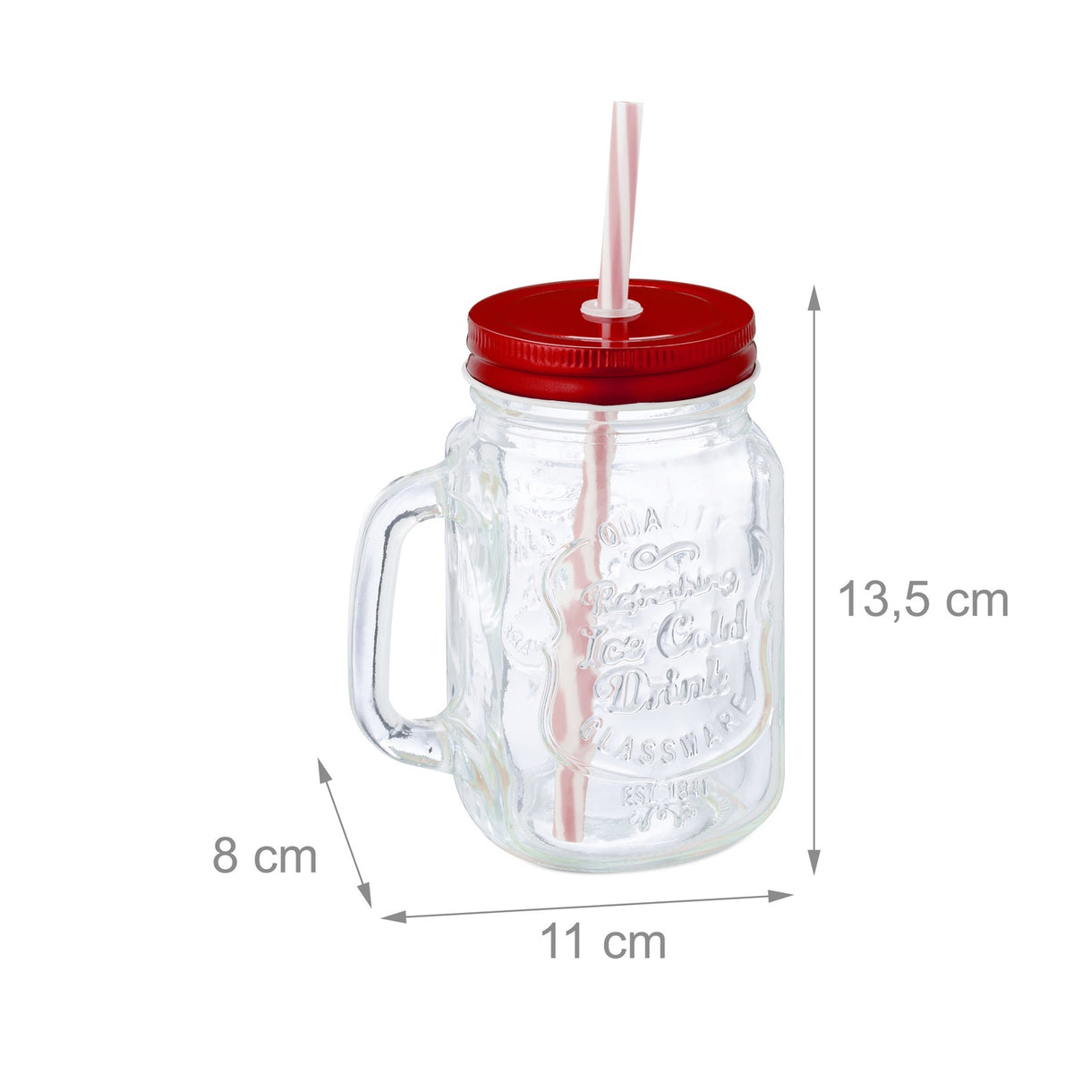 set of 8 drinking glasses with red lids