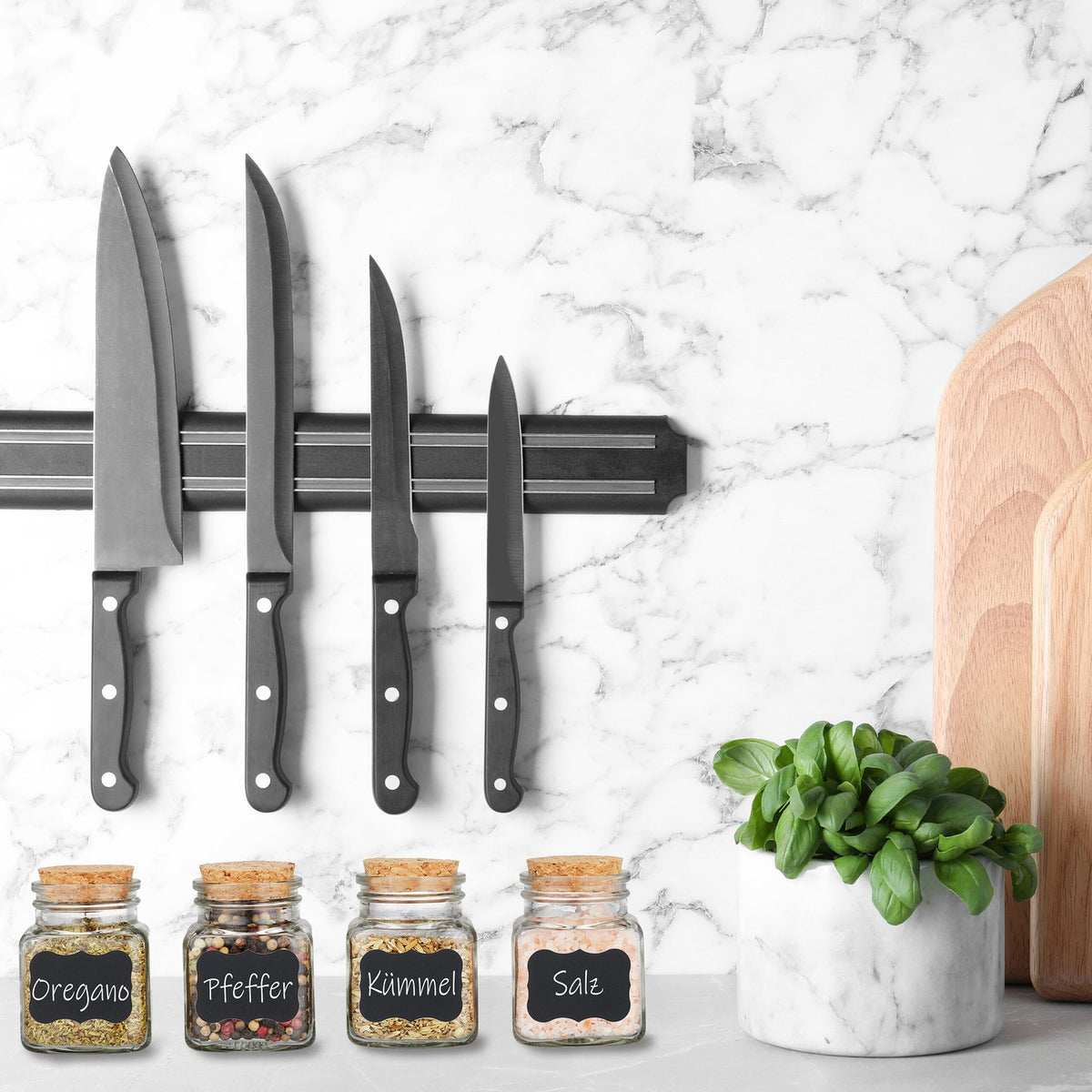 set of 8 spice jars with square cork lid