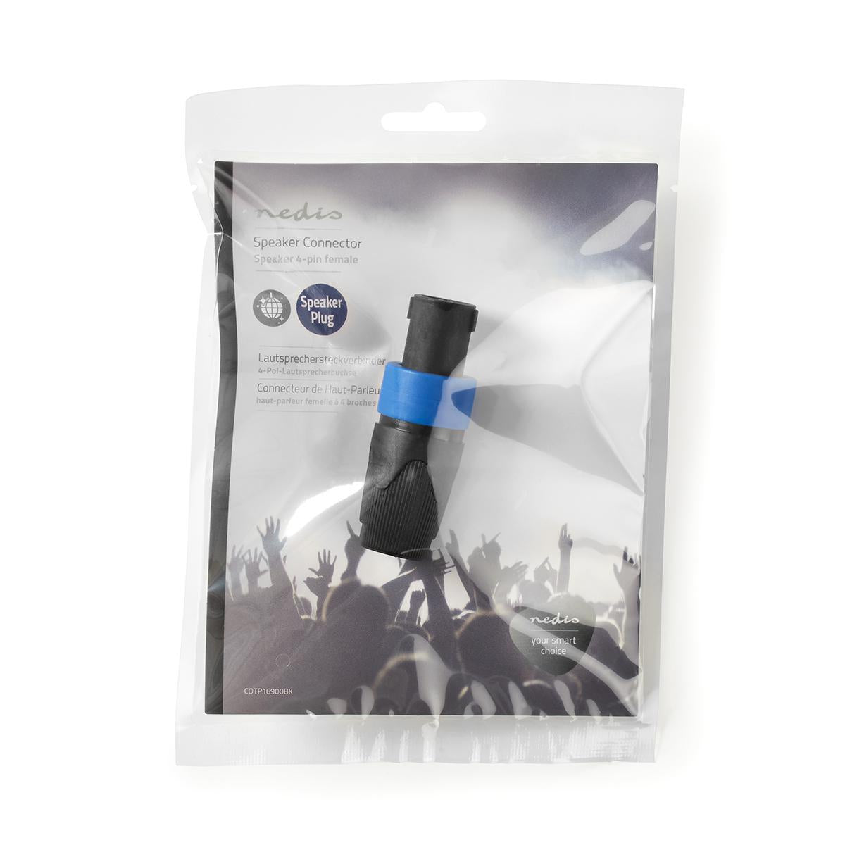 speakers contact | Straight | Male | Nickel Plated | Solder | Cable input diameter: 8.0 mm | ABS | Black | 1 pc. | Plastic bag