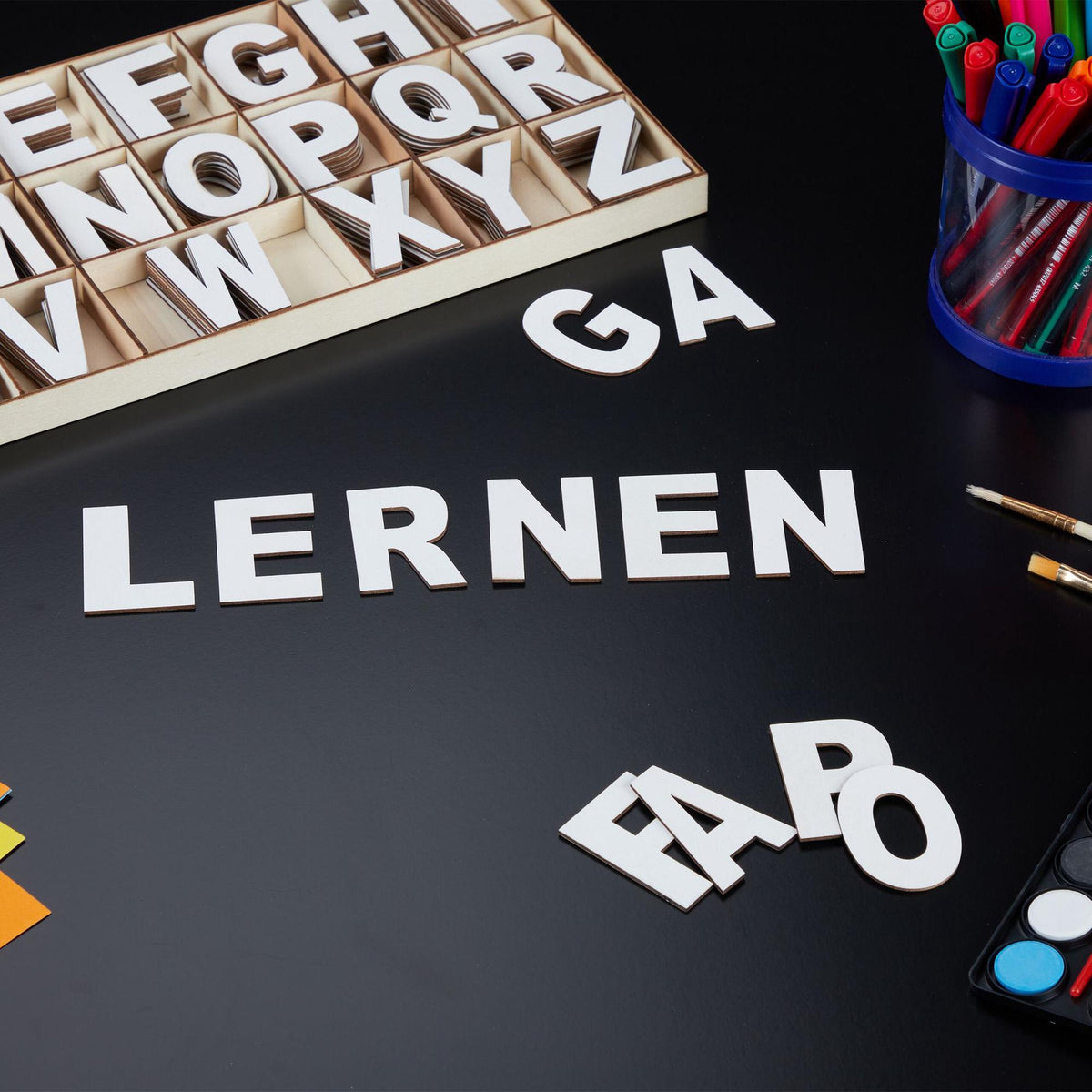 wooden letter set with 208 parts