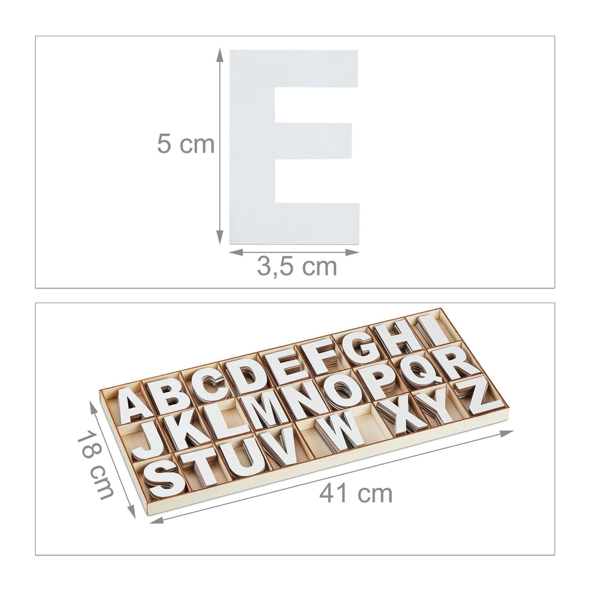 wooden letter set with 208 parts white